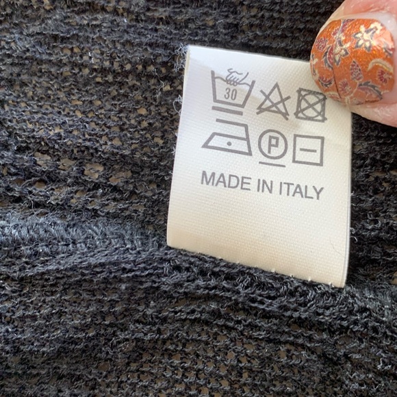 SANDRO FERRONE black linen blend knit cardigan sweater, hip length. Medium EUC - Picture 12 of 17